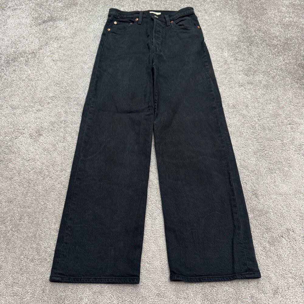 Levi's Ribcage Straight Ankle Denim Jeans Womens 26 Black High Rise Button Fly